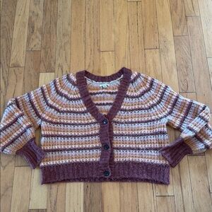 American Eagle | Oversized Loose Knit Button Down Cardigan | Pink/Rust | size M